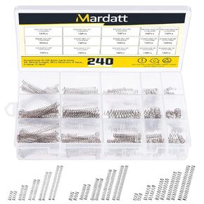 240 Pcs 15 Sizes Compression Springs Assortment Kit Mini Stainless Steel Springs for Repairs with Case, OD 4mm 5mm 6mm, 10-50mm Length, Wire Diameter 0.3mm, 0.4mm, 0.5mm