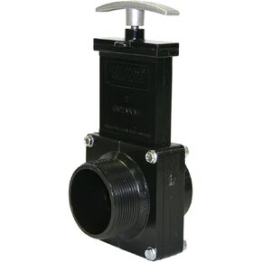 Valterra 7206M ABS Gate Valve, White, 2" MPT x Spig, with Metal Handle
