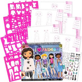 Fashion Angels I Love Fashion Sketch Portfolio - Road Trip Essentials For Kids 8 - 12 - Fashion Design Sketch Book for Beginners, Sketch Pad with Stencils and Stickers For Kids 6 and Up