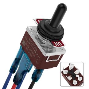 DaierTek Latching Reverse Polarity Switch 12V 30A 3 Position Toggle Switch Waterproof DPDT 4 Pin ON Off ON Toggle Switch with Cover for RV Jack DC Motor