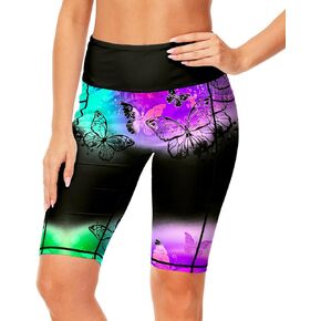 AOBUTE Womens 9" Long Swim Board Shorts High Waisted UPF 50+ Biker Shorts with Pockets
