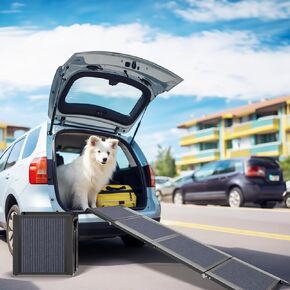 63" Foldable Dog Car Ramps Portable Pet Ramp for Large Dog and Small Dogs, Outdoor Dog Ramp into a Sedan, SUV and Trucks