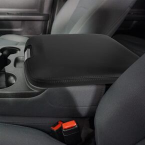 LEXLEY Center Console Pad Armrest Box Cover Waterproof Anti-Scratch Leather Protector Covers For 2013-2018 RAM 1500 2500 3500,2019-2023 RAM 1500 Classic Jump Seat Console Accessories-Black Stitches