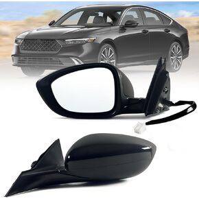 Left Driver Side Mirror Fits 2023 2024 2025 Honda Accord with Power Glass without Heated without turn signals without Blind Spot Match Black (3Pins)
