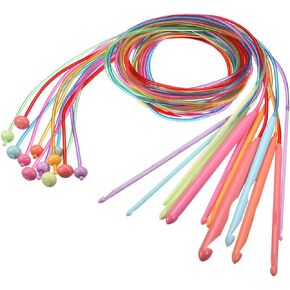 uxcell Crochet Hooks, 12pcs 3.5-12mm Plastic Tunisian Crochet Hooks Knitting Needles Set with Cable, Weaving Tool for Beginners and Crochet Lovers