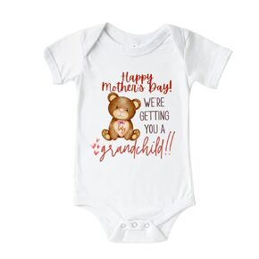 Happy Mothers Day Baby Announcement Onesie, Mothers Day Baby Announcement Gifts For Mother in Law. Pregnancy Announcement Mother's Day 2023. Surprise Mothers Day Baby Reveal Gift.