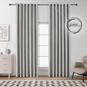 Blackout Faux Linen Curtains for Living Room Bedroom Window Drapes Thermal Insulated Room Darkening Curtains (42x63 inches) 2 Panel