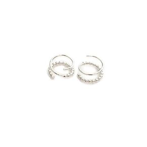 Handmade Bead Loop Twist Earrings Double Hoop for Single Piercing Sterling Silver Spiral Illusion Tiny Huggie (sterling-silver)