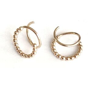 Handmade Bead Loop Twist Earrings Double Hoop for Single Piercing Sterling Silver Spiral Illusion Tiny Huggie (sterling-silver) in Saudi Arabia