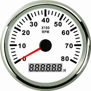 85mm Marine Tachometer Car Truck Boat Tacho Gauge with Hour Meter Waterproof 8000 RPM 12V 24V