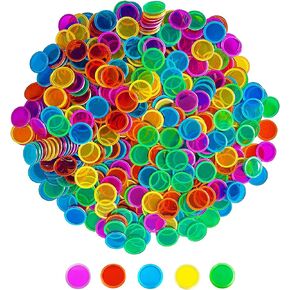 SEETOOOGAMES Magnetic Bingo Chips Counters - 500 Pieces Transparent Counting Game Chips - Clear Plastic Math Markers for Classroom - Mixed Color