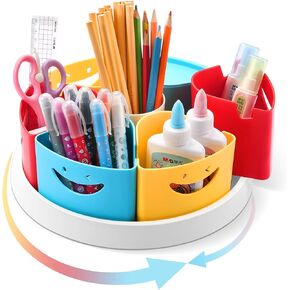 Art Supply Storage Organizer - 360 Degree Rotating Desk Organizer for Classroom and Home School Supplies