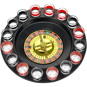 Drinking Game Glass Roulette - Drinking Game Set (2 Balls and 16 Glasses) Casino Style Drinking Game