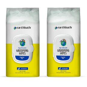 earthbath, Hypo-Allergenic Grooming Wipes - Fragrance Free Dog Wipes for Paws and Butt, Best Pet Wipes for Dogs with Sensitive Skin, Made in USA, Cruelty-Free Dog Cleaning Wipes - 100 Count (2 Pack)