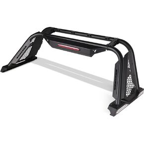 Armordillo USA 8710883 CR-M قضيب لف رف مطاردة قابل للتعديل مع ضوء الفرامل الثالث LED - أسود غير لامع يناسب شاحنة بيك اب كاملة الحجم