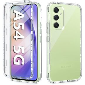 FNTCASE for Samsung Galaxy A54 5g Case: Shockproof Protective Silicone Phone Cases - Slim Full Protection Cell Phones Cover with Screen Protector - Dual Layer Rugged Cell Covers Black