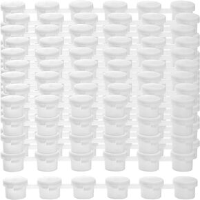 100 Strips 600 Pots Empty Paint Pots with Lids, 3ML Clear Plastic Paint Strips, Mini Paint Container Strips Paint Cup Pots for Festivals Art Painting Craft Supplies