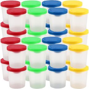 32 Pack Spill-Proof Paint Cups, Non-Spill Paint Cups with Flip Open Lids, Paint Brush Cups Set for Painting, Arts and Crafts, Classrooms Supplies, 4 Assorted Colors