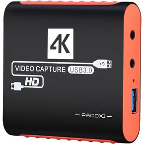 HDMI USB3.0 Capture Card with 4K Pass-Through,1080P 60FPS Audio Video USB-C Capture Card for Windows/Mac Twitch/YouTube/Tiktok Game Live Streaming and Recording for Nintendo Switch,PS5/PS4,Xbox,DSLR