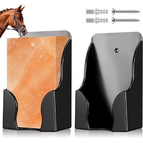 Yousoontic 2 Pcs 4lb Mineral Salt Block Holder Small Plastic Lick Salt Block Stand Horse Feeding Supplies for Whitetail Deer Goat Horses Stall Wall, Black, 4.33 x 2.76 x 7.4 in