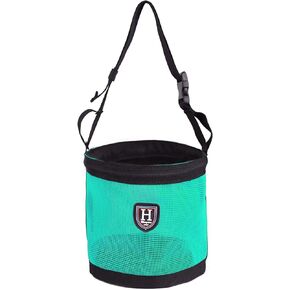 Harrison Howard Horse Muzzle Feed Bag Durable Nylon Mesh Grain Feed Bag with Adjustable Strap Mint Large