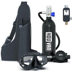 H400 Mini Scuba Tank 1.0L Scuba Tank Support 15-20 دقيقة تحت الماء التنفس خزان الغوص المحمول مع صمام تشغيل وإيقاف زجاجة المهر قابلة لإعادة الاستخدام لاستكشاف تحت الماء في حالات الطوارئ / الترفيه