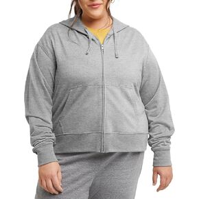 سترة بغطاء رأس بسحاب للسيدات من Hanes Originals French Terry، سترة بغطاء للرأس من الصوف خفيف الوزن، متوفرة بمقاس إضافي