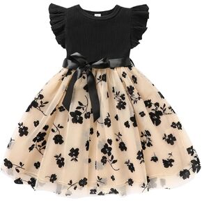 Sinhoon Toddler Girl Tulle Dress Summer Ruffle Sleeveless Baby Girl Fashion Casual Dresses 1-6Y
