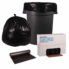 Boardwalk X8046SKKR01 40 in. x 46 in. 45 gal. 1.2 mil Recycled Low-Density Polyethylene Can Liners - Black (100/Carton)
