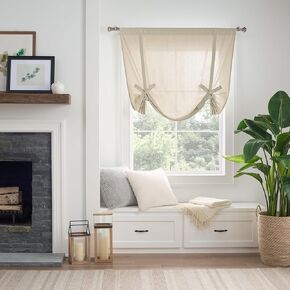 Drop Cloth Tie-Up Shade, Rod Pocket, Light Filtering Window Shade, 63 in Long x 42 in Wide, Linen
