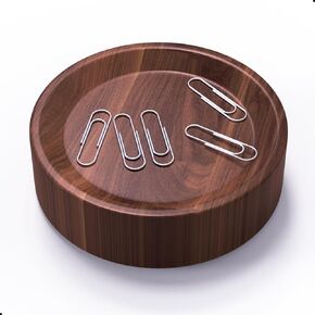 Magnetic Walnut Wood Paper Clip Holder,Durable Wooden Magnetic Paper Clip Dispenser Metal Pin Organizer Holder Box Large Capacity for School Office Home Paper Clip Holder for Desk