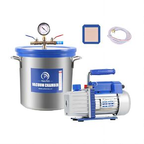 3 Gallon Vacuum Chamber with Pump, with Two Rubber Seals, Stainless Steel Vacuum Degassing Chamber Kit with 4CFM 1/3HP Single Stage Vacuum Pump Without Oil, Not for Wood Stabilizing