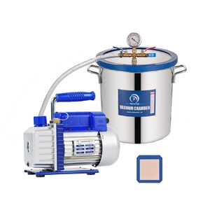 5 Gallon Tempered Glass Lid Vacuum Chamber with Pump, Degassing Chamber Kit with 3CFM 1 Stage Vacuum Pump Without Oil, Perfect for Stabilizing Wood, Degassing Silicones, Epoxies and Essential Oils