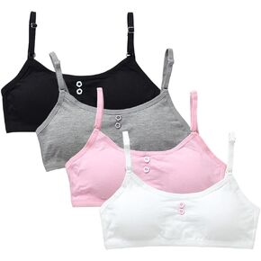 4PCS Girls’ Training Bra Girls Breathable Sports Cami Bras Adjustable Strap Bralette Activewear Bra