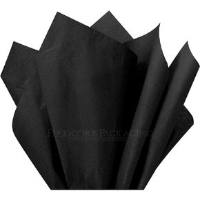 Flexicore Packaging Black Gift Wrap Tissue Paper | Size: 15 Inch X 20 Inch | Count: 10 Sheets | Color: Black