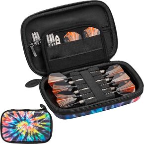 Sentinel 6 Dart Case, Holds Extra Accessories, Tips, Shafts and Flights, Compatible with Steel Tip and Soft Tip Darts, Impact & Water Resistant Tactech Shell, Tie Dye