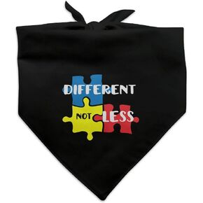 Different Not Less Autism Puzzle Pieces Dog Pet Bandana - Black