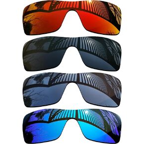 4 Pairs Replacement Lenses for Oakley Batwolf OO9101 Sunglasses - Solid Black+Titanium+Ice Blue+Fire Red