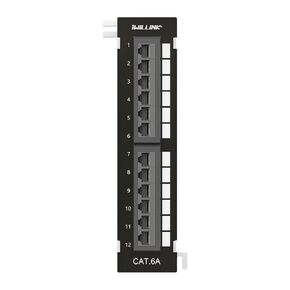 iwillink UL-Listed Cat 6A Patch Panel, RJ45 Patch Panel with 89D Bracket and Wallmount Bracket Included, Network Patch Panel Punch Down Block for Cat 6A, Cat 6, Cat 5e, Cat 5 Cabling (12 Port)