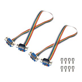 MECCANIXITY 2 Pcs IDC Rainbow Wire Flat Ribbon Cable DB9 Male to DB9 Female 11.8 Inch Length 2.54mm Pitch Breadboard Jumper Wires for Electronic Projects