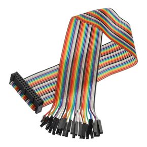 MECCANIXITY 1 Pcs IDC Rainbow Wire Flat Ribbon Cable FC-Female to 30P 11.8 Inch Length 2.54mm Pitch Breadboard Jumper Wires for Electronic Projects