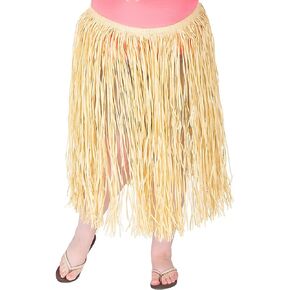 Fun Express Adult Brown Plus-Size Raffia Hula Skirt - 54" x 30" (1 Count) - Perfect for Hawaiian-Themed Occasions