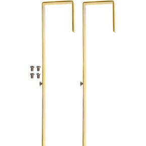 Over-The-Door Mirror Hanger | Adjustable 14.5-inch Door Mirror Hanger Set w Protective Lining | Over The Door Mirror Hooks Perfect Height &Fit- 2 Mirror Brackets Set 1.5'' Door Depth (Gold)