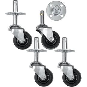 Reliable Hardware Company RH-9006-SET-A Plug Caster Set, Black & Silver 2 inches
