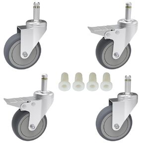 3-Inch Swivel Stem Caster for Rubbermaid Mop Bucket Utility Cart, 7/16-Inch Stem Diameter Rubber Wheel Set of 4, Heavy Duty TPR Weber Grills Shop Vac Replacement Wheels