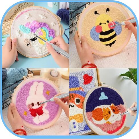 مجموعة إبر خرامة مكونة من 16 قطعة، مجموعة إبر تطريز قابلة للتعديل، مجموعة إبر خرامة للبالغين المبتدئين، خياطة يدوية ذاتية الصنع in Kuwait