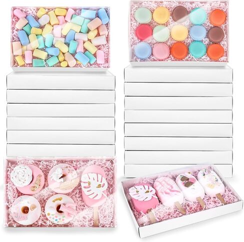 VGOODALL 25PCS Kraft Cookie Boxes, 9.5x6x1.2 Inches Brown Bakery Box with Clear Lids For Cookies Pastries Muffins Chocolates, Treat Boxes Dessert Boxes for Class Birthday Wedding Party in Saudi Arabia