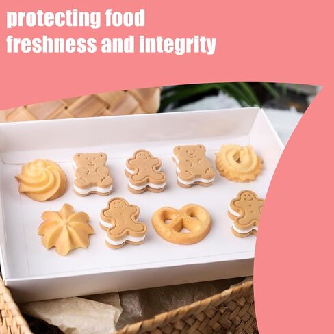 VGOODALL 25PCS Kraft Cookie Boxes, 9.5x6x1.2 Inches Brown Bakery Box with Clear Lids For Cookies Pastries Muffins Chocolates, Treat Boxes Dessert Boxes for Class Birthday Wedding Party in Saudi Arabia