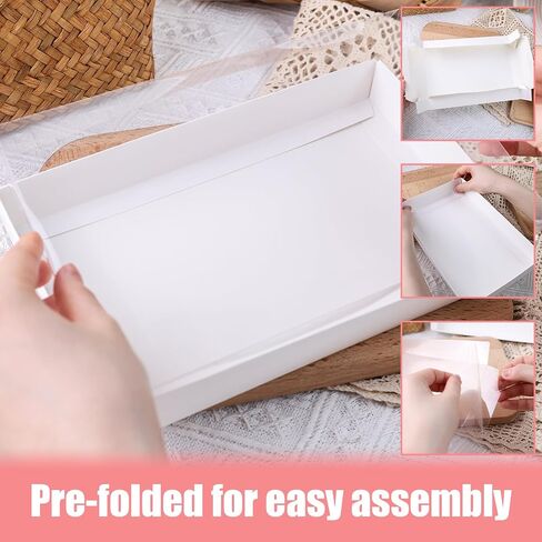 VGOODALL 25PCS Kraft Cookie Boxes, 9.5x6x1.2 Inches Brown Bakery Box with Clear Lids For Cookies Pastries Muffins Chocolates, Treat Boxes Dessert Boxes for Class Birthday Wedding Party in Saudi Arabia