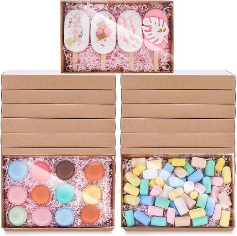 VGOODALL 25PCS Kraft Cookie Boxes, 9.5x6x1.2 Inches Brown Bakery Box with Clear Lids For Cookies Pastries Muffins Chocolates, Treat Boxes Dessert Boxes for Class Birthday Wedding Party in Saudi Arabia